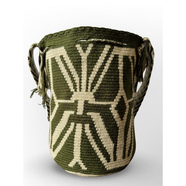 authntic green and white mochila