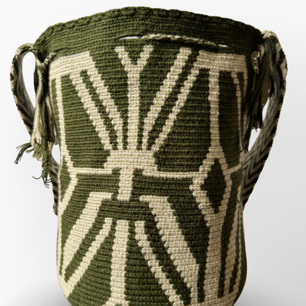 authntic green and white mochila