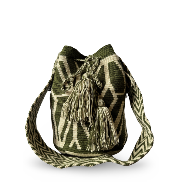 authntic green and white mochila