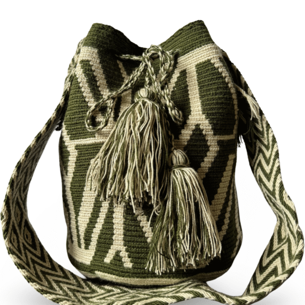 authntic green and white mochila