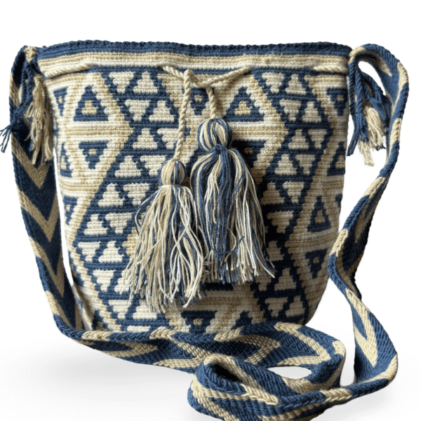 handmade wayuu bucket bag authentic geometric design colombian artisan mochila colorful crossbody