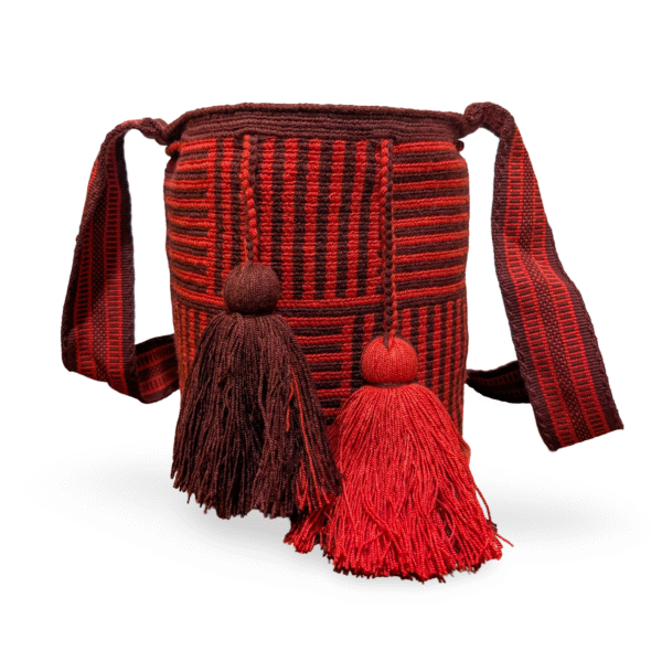 Red Eclipse · Colombian Handwoven Wayuu Bucket Bag
